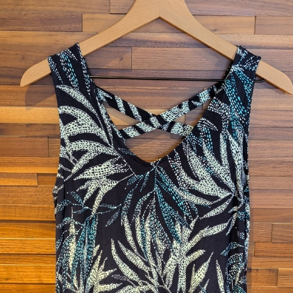 Style & Co. Black Dress with Teal and Light Green Print - Picture 2 of 8